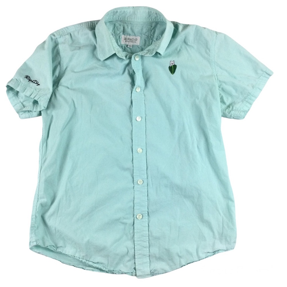 RIPNDIP Cat Embroidered Button Shirt Men’s Large
